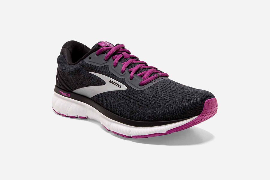 Brooks Running Shoes - Trace Road Womens - Black/Purple - DIH-687209